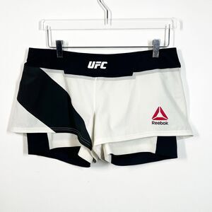 UFC Reebok Women’s Size 30 Waist White Black Octagon Athletic Workout Shorts